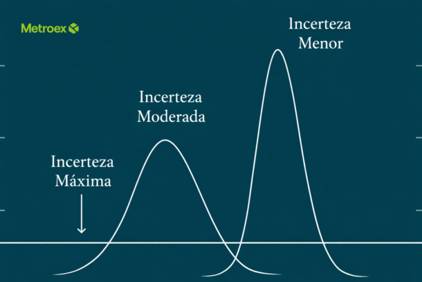 Incerteza de medição ilustrada com gráfico mostrando variação de valores possíveis.