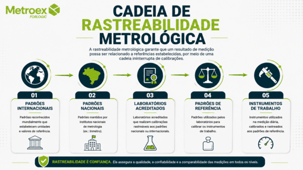 Infográfico mostrando as diferenças entre calibração, ajuste e verificação no controle de instrumentos de medição